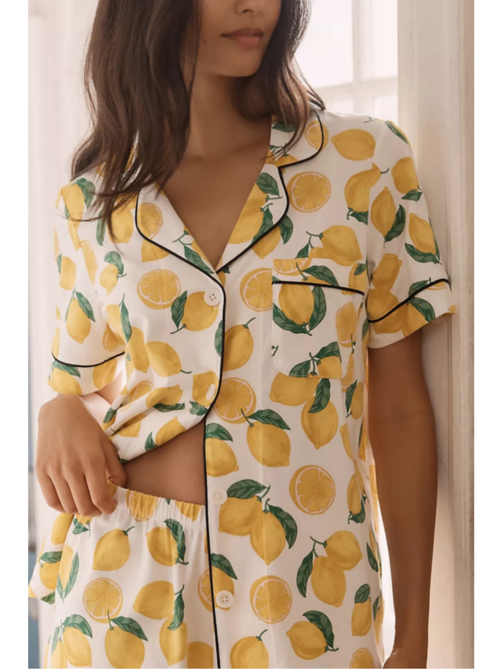 Bedhead PJs Main Squeeze Jersey Lemon Print Short Sleeve Shorts Pajama Set Large